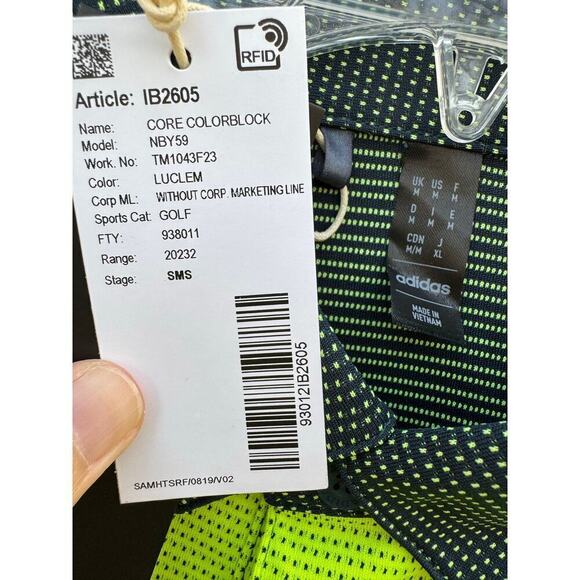 Adidas Core Color Block Golf Polo Green Medium NWT - Picture 6 of 9